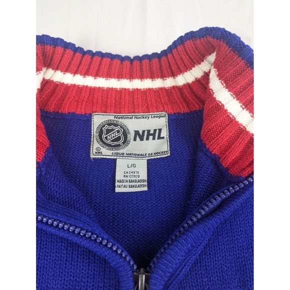 Montreal Canadiens Hoodie Official NHL Blue Size Large W/Large Logo Knit Sweater - Picture 8 of 11